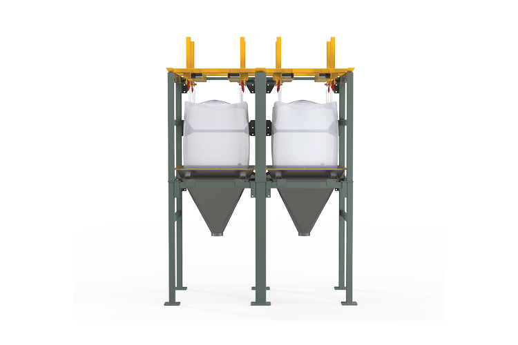 disposable bulk bag discharger dual frame