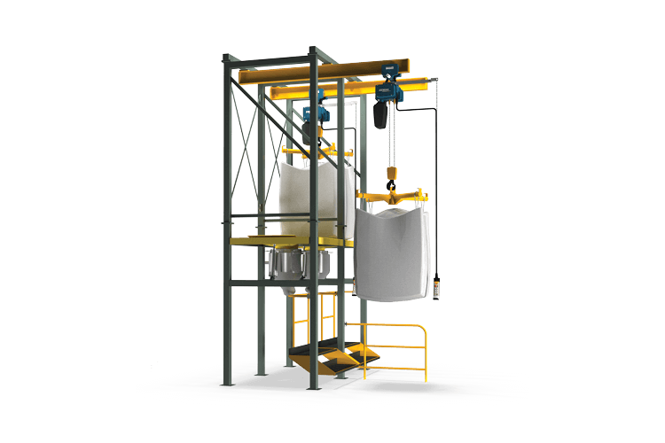 reusable bulk bag discharger dual hoist frame