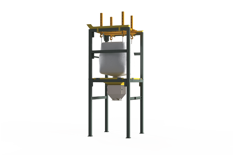 reusable bulk bag discharger forklift frame