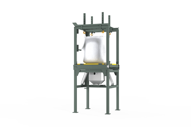 reusable bulk bag discharger low profile forklift frame