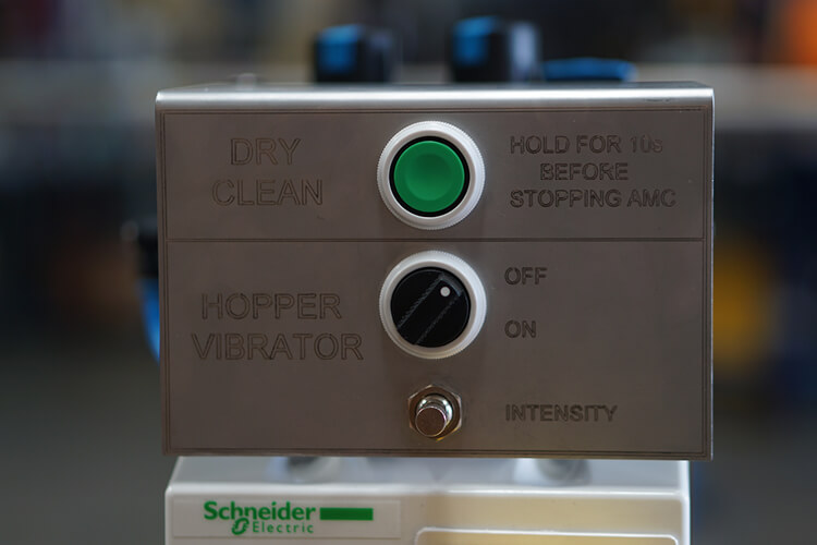 control panel on a custom conveyor for dry clean