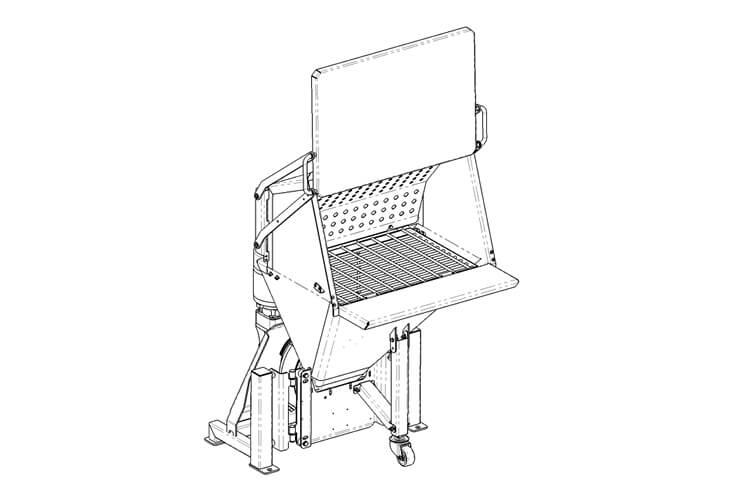 Drawing of a Floveyor bag dump with dust hood lid kit