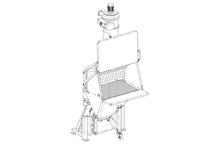 Drawing of a Floveyor bag dump with integrated dust collector