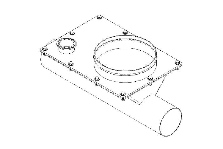 drawing of a tubular drag conveyor with tooled access inlet