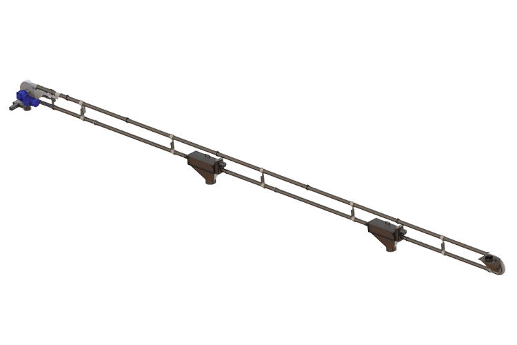 render of a floveyor tubular drag conveyor with straight line configuration