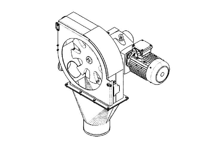 drawing of a tubular drag conveyor drive housing discharge