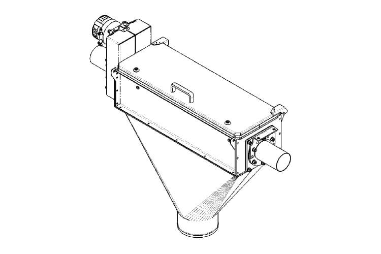 drawing of a tubular drag conveyor with pneumatic rotary dropout