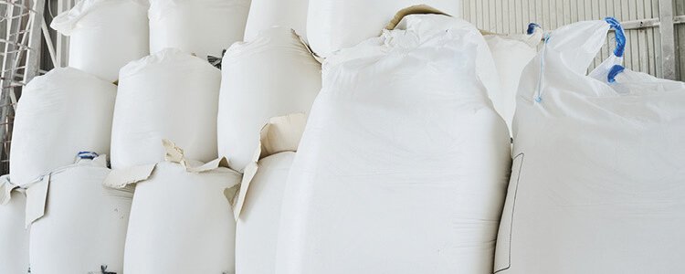 pile of bulk bags in a factory